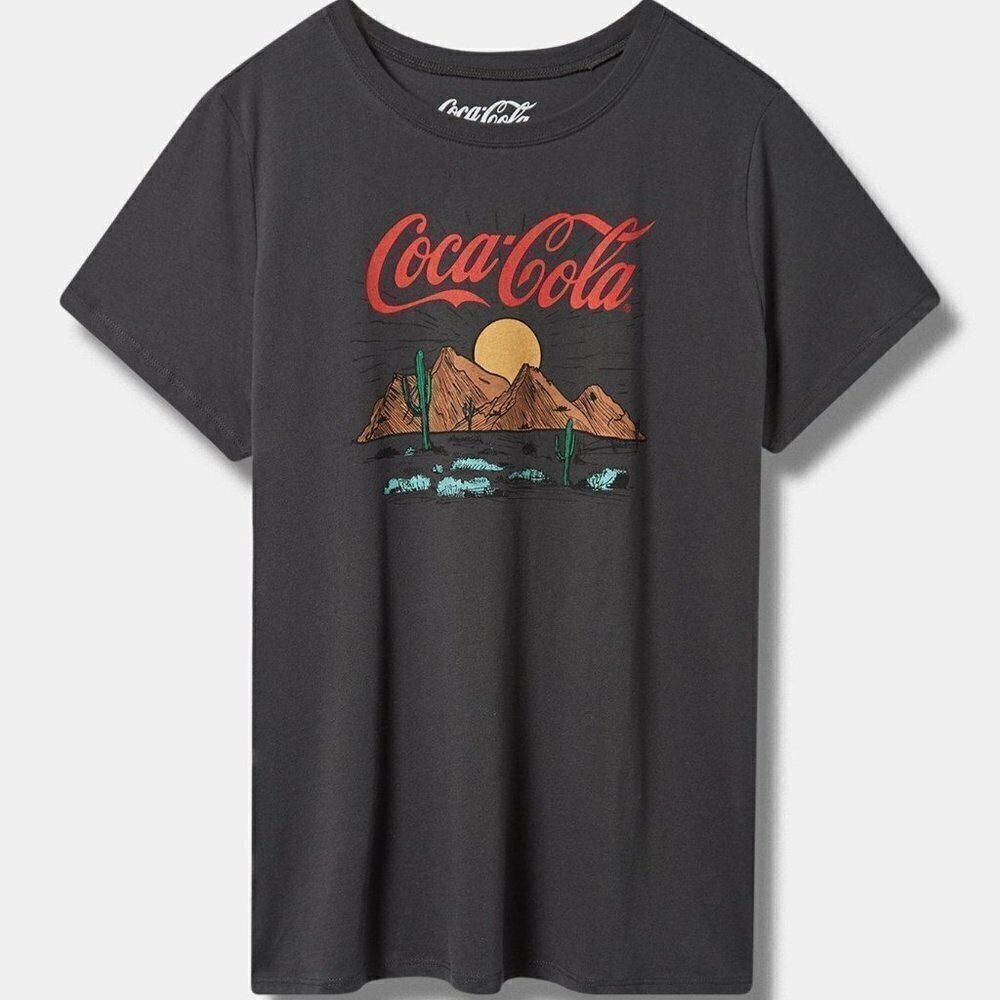 Torrid - Coca Cola Classic Fit Cotton Crew Tee in Vintage Black​​​​​​​​​​​